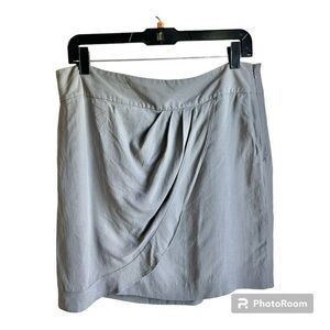 Loft gray faux wrap silk mini skirt 10